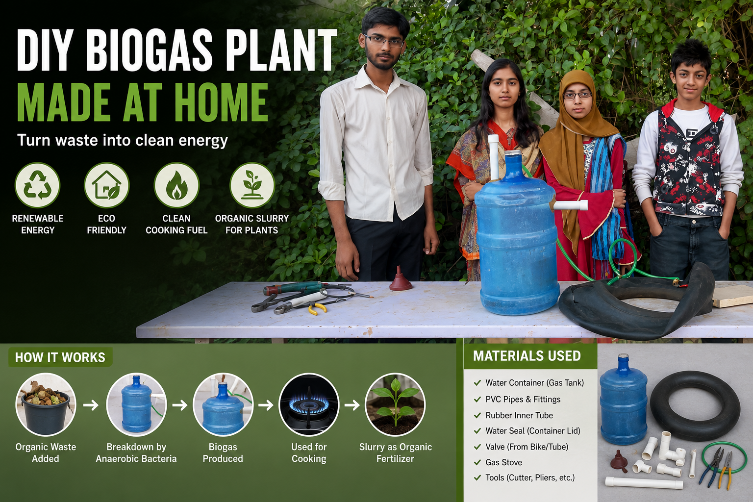 How to Make Biogas Plant? DIY Anaerobic Digester Experiment