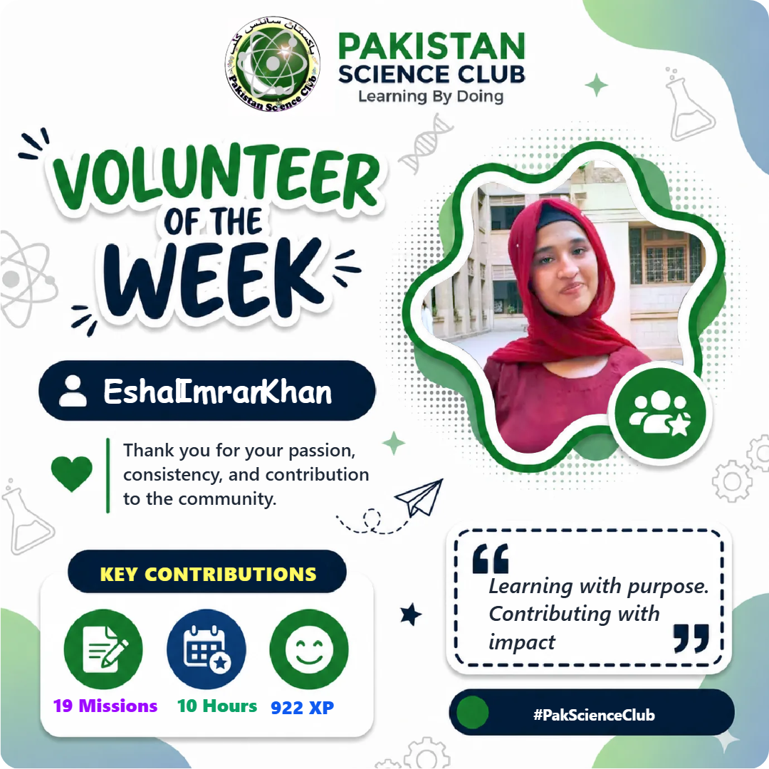 🌟 Volunteer of the Week — @Eshal Imran Khan 🌟